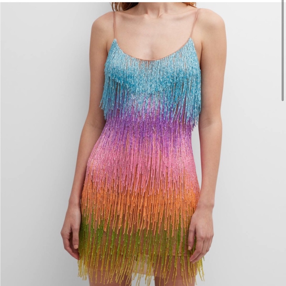 Liv Foster beaded fringe mini dress — size 8 (medium)